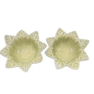 Skyros Designs Pair of Leaf Shaped Bowls Green - Made in Portugal